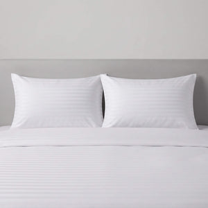 White cotton stripe pillow cover