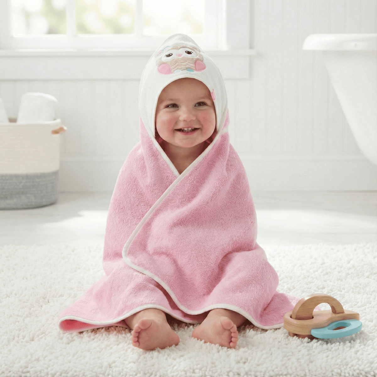 quick dry baby hooded towel for bath or pool