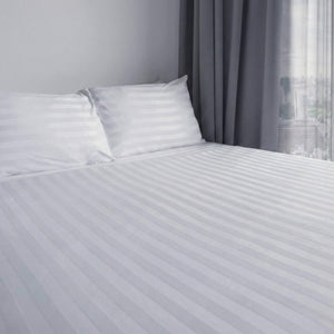 White sateen duvet cover with matching pillowcase, hotel bedding set