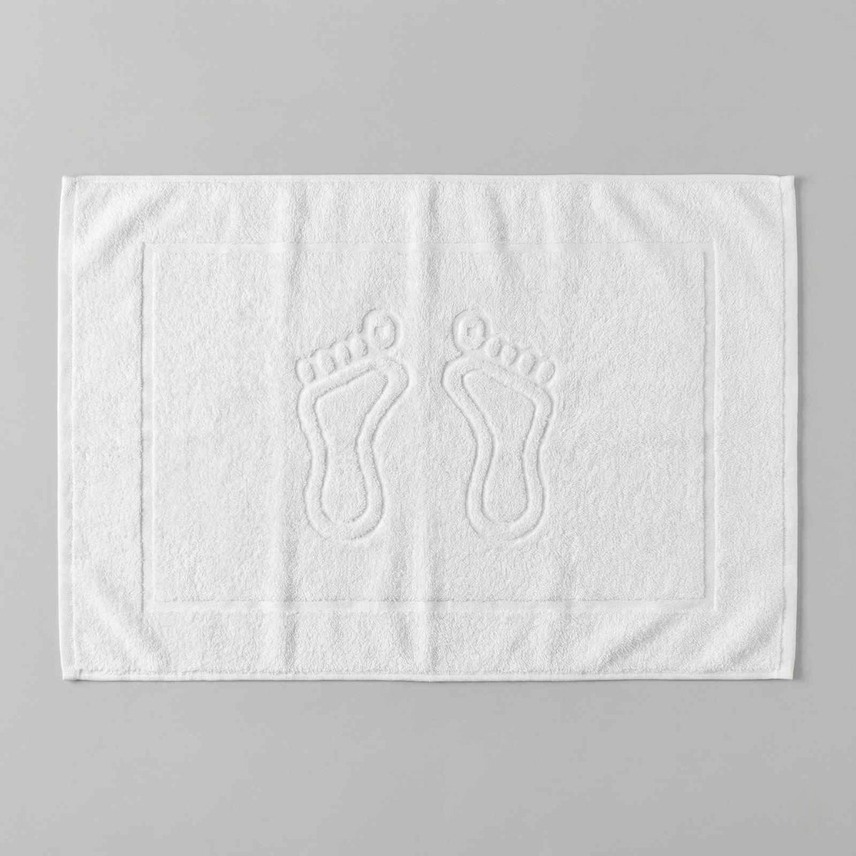 White Jacquard Feet Design Bathmat – 100% Cotton