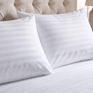 20mm stripe sateen pillow cover in white