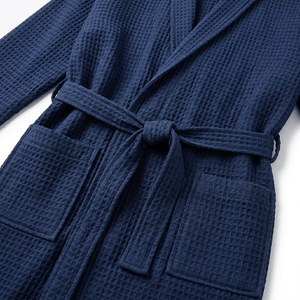 Ultra Soft Cotton Waffle Bathrobe – Navy